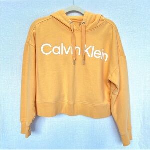 Calvin Klein Performance orange and white crop hooded sweatshirt size medium